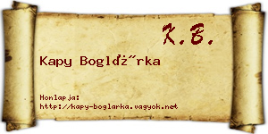 Kapy Boglárka névjegykártya